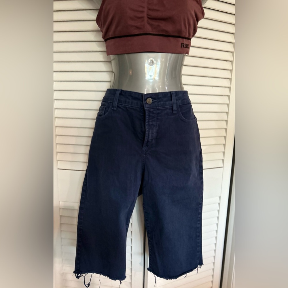 NYDJ “Clarissa” ankle Jean cut to a “Catherine” Bermuda length short - blue - 12